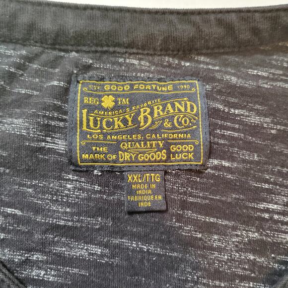 Lucky Brand XXL Long Sleeve Heathered Black Cotten Blend Henly Shirt - Picture 3 of 6
